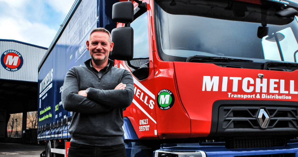 Richard Montgomery in front of UK's first electric truck